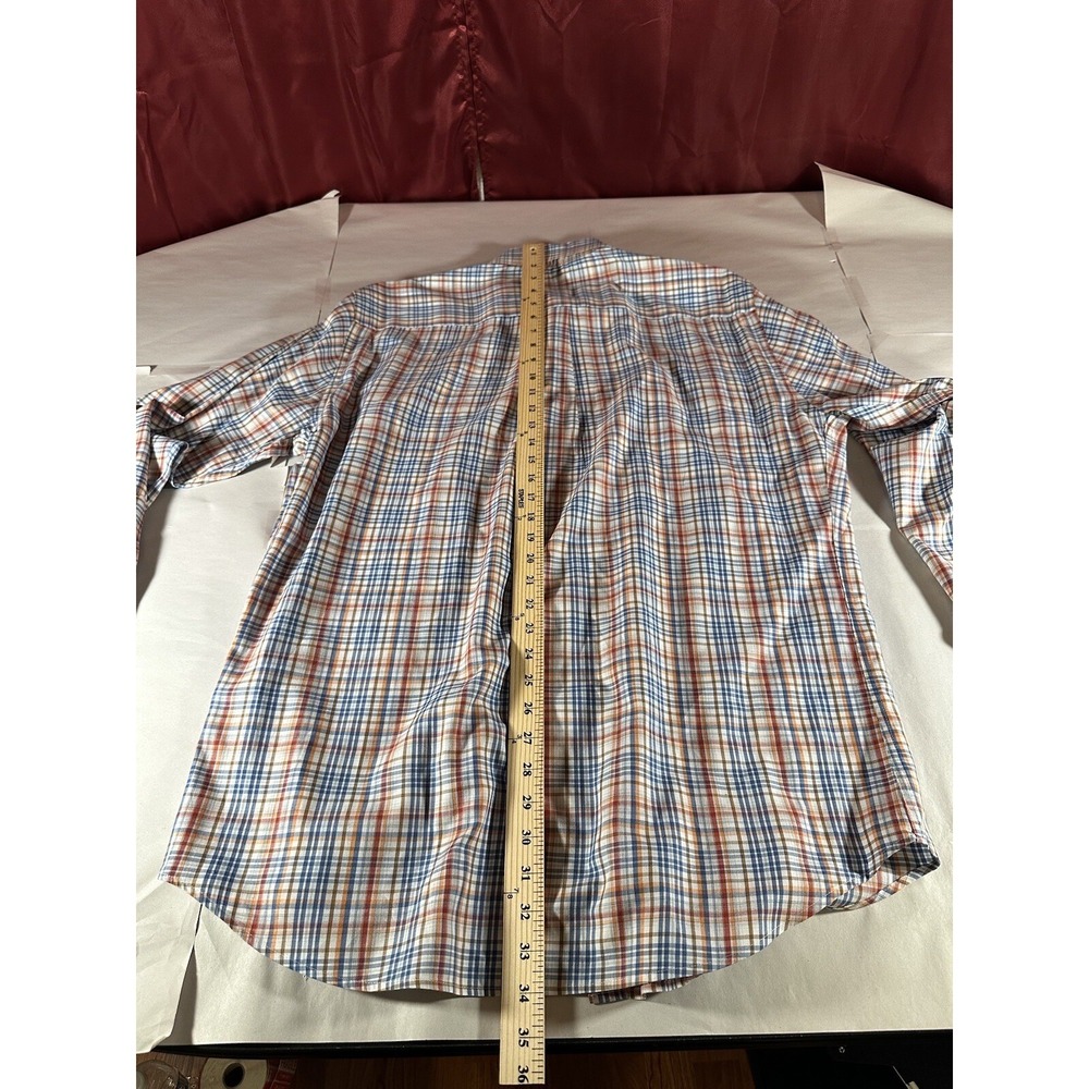 Peter Millar Shirt Adult Large Orange Multicolor Tartan Plaid Button Down Men's - Picture 7 of 12